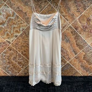 Stella Jamie Silver Silk Slip Dress Snowflake Applique Medium Lined Bridal